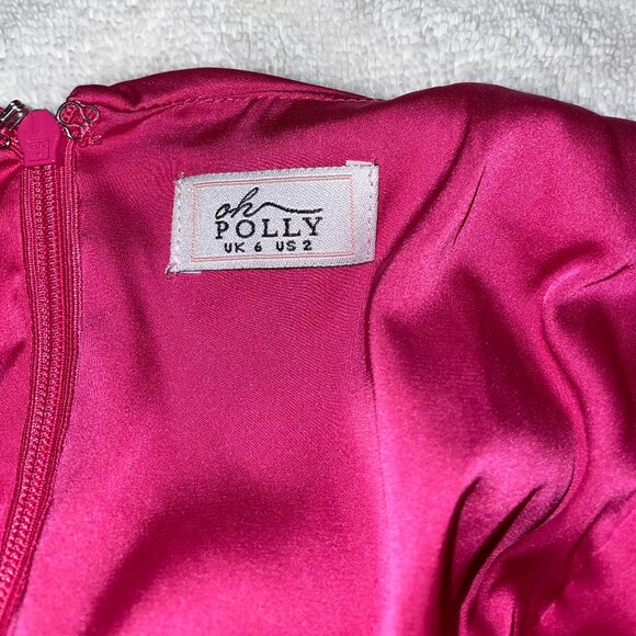 Oh Polly Hot Pink Underwire Ruched Mini Dress - Picture 4 of 4